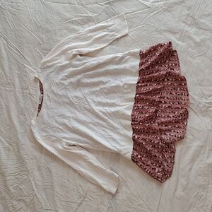 LOFT Cream and Pink Floral Top And Sweater